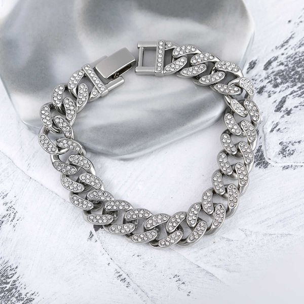 

chain ha fashion cuban diamond bracelet personalized bracelet cuban men's fashion inlay chain hip cuba, Black