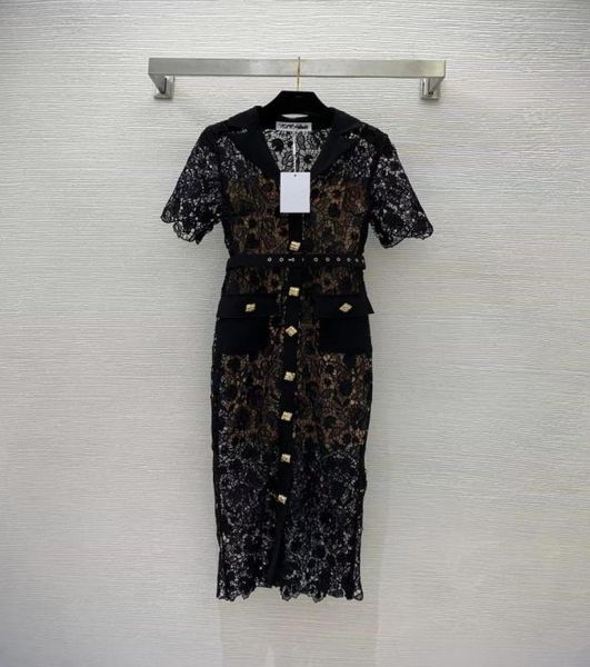 

street style dresses 2023 new spring summer lapel neck short sleeve fashion milan runway dress designer brand same style women032166425, Black;pink