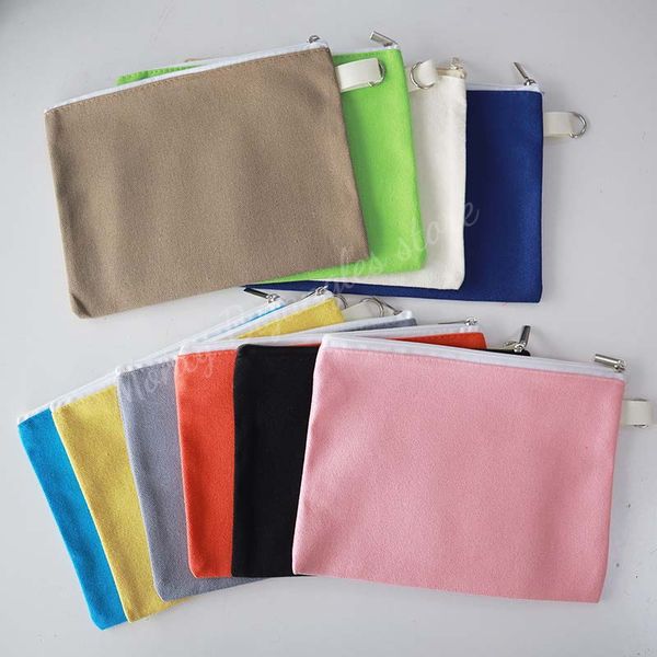 

toiletry kits 10pcs canvas cosmetic bag with zipper multicolor student pencil blank diy craft pouches custom drop 230711