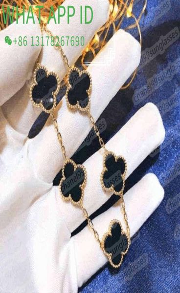 

classic fashion 4 leaf clover charm bracelets bangle chain 18k gold agate shell motherofpearl for women girls linka000457765814, Golden;silver