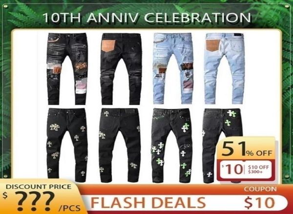 

european american men039s jeans designers summer rapper star same jeans slim small straight patch hole beggar pants3721943, Blue