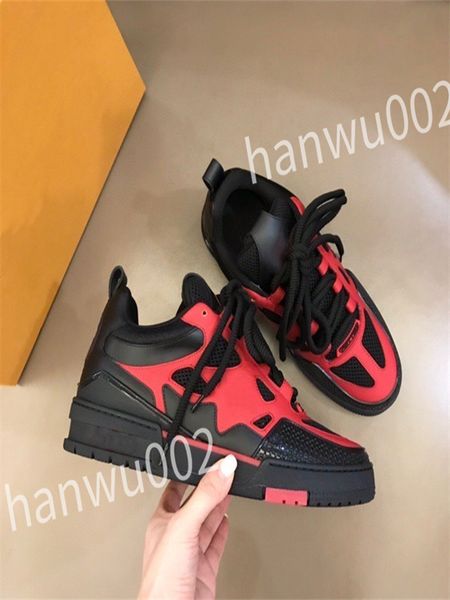 

2023 new luxury designer flat sneaker trainer casual shoes leather white letter overlays fashion platform mens womens low sneakers rd230601, Black