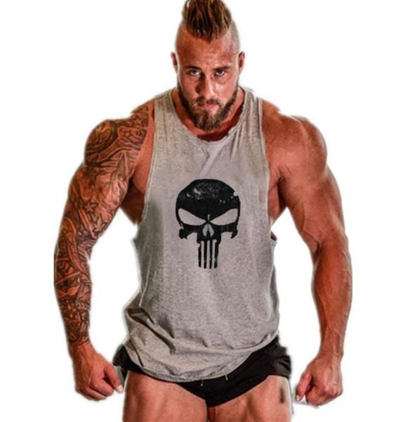 

golds stringer tank men bodybuilding clothing fitness mens sleeveless shirt vests cotton singlets muscle skull funny212o9624564, White;black