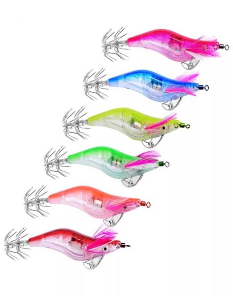 

10135cm electronic led glow shrimp lure squid hook mix colours order6721390