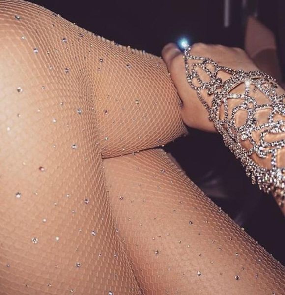 

women stockings tights rhine mesh fishnet pantyhose socks plus size bling female meias collant femme8156245, Black;white