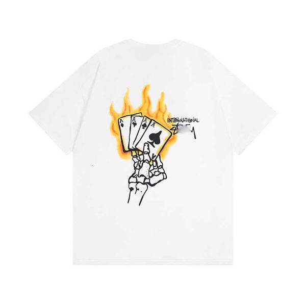 

2023 mens t-shirts stussys shirt classic letter printed short sleeve no.8 bowling pattern t-shirt womens summer european american fashion hi, White;black