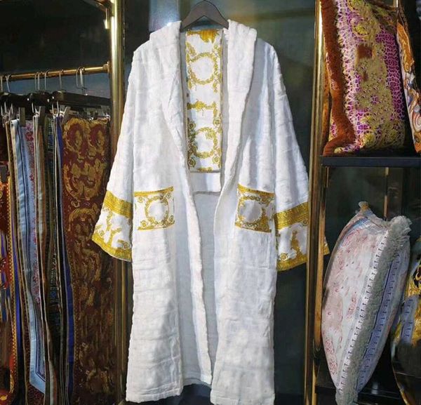 

men's sleepwear mens womens home robes shawl collar cotton soft fluffy designer brand luxury vintage bathrobe pajamas lovers dressing g, Black;brown