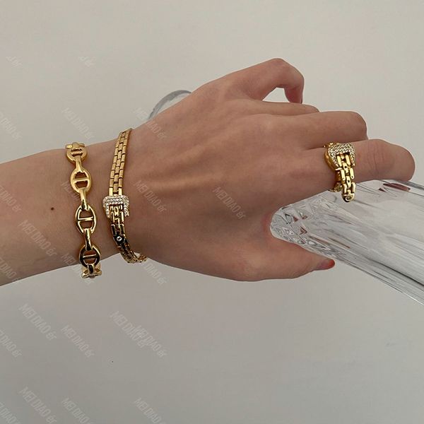 

chain belt buckle watch band bracelet for women minimalist simple cool unique unusual jewelry 230710, Black