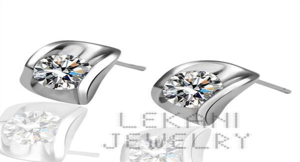 

18k white gold earrings beautiful new set outside the popular fine crystal earrings fashion earrings44250228187564, Golden;silver