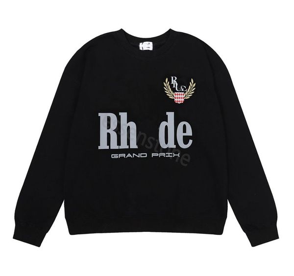 

mens hoodies rhude men womens designer hoodie printed fashion rhude hoody man sweatshirts uality long sleeved pullover us size s-xl, Black