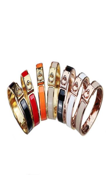 

aijia h family letter lock head buckle enamel bracelet 18k rose gold male and female couple bracelet necklace clavicle chain3825838, Black