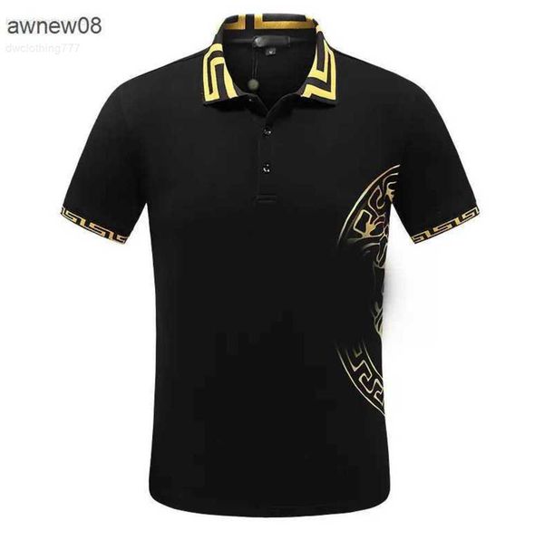 

designer mens polos shirt t-shirt fashion summer casual embroidered medusa pattern pure cotton high sreetbusiness fashion black and white co, White;black