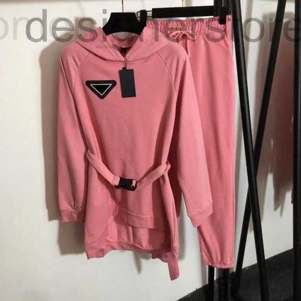 

women's tracksuits designer pink color womens sports set two piepants safety waist button standard long sleeved hat hoodie rope looseni, Gray