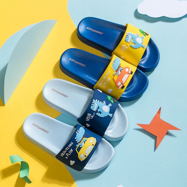

slipper cute kids slippers dinosaur car pattern children baby home slippers waterproof breathable non-slip boys girls home shoes 230710, Black;grey