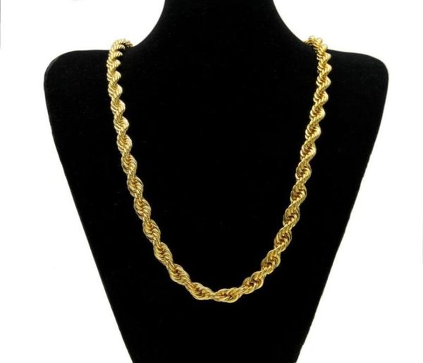 

10mm thick 76cm long rope ed chain 24k gold plated hip hop ed heavy necklace for mens3726910, Silver