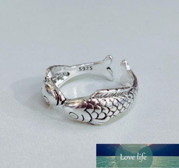 

cute animal double fish open rings for women tibetan silver vintage retro womens accessoires punk rock ring4017838