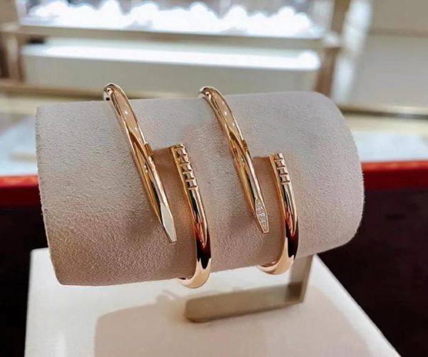 

316l titanium steel bangle bracelet thin nail bracelets for women men cubic zirconia love designer jewelry no box9823685, Black