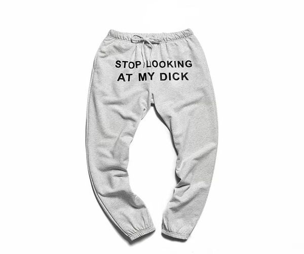 

men039s pants fashion printed letter slooking at my dick sweatpants with pockets black grey high waist drawstring loose cas8024798
