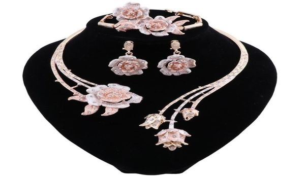 

bridal gift nigerian wedding brand jewelry set fashion african beads jewelry set dubai gold necklace earrings set3207131, Slivery;golden