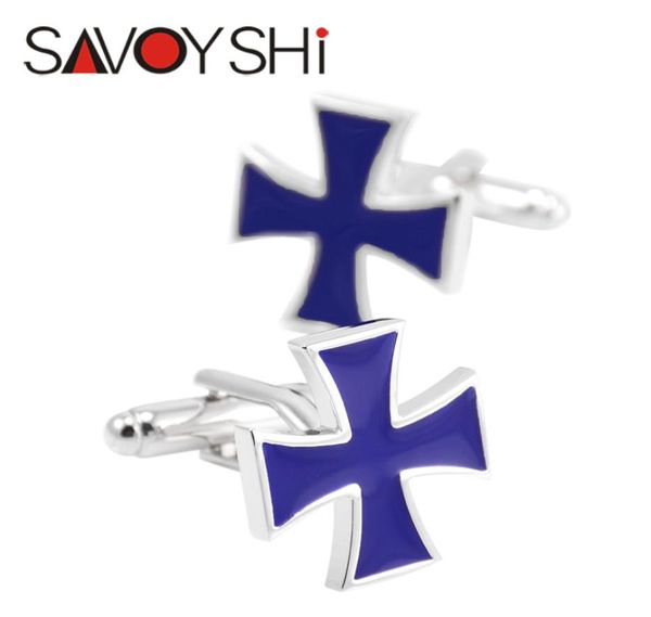 

savoyshi cufflinks for mens blue enamel cross shirt cuff bottons accessories cuff links fashion brand men jewelry5487873, Silver
