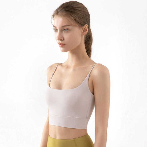 

er lulus bras spaghetti strap sports underwear yoga vest women's beautiful back suspender one-piece running fitness bra lululemens wome, White