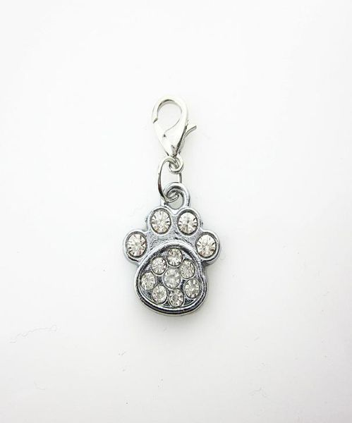 

20pcs selling lobster clasp rhinestone crystal dog paw dangle charms for floating pendant lockets diy jewelry7471416, Bronze;silver