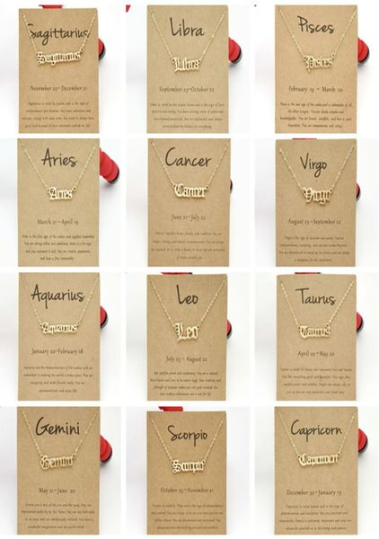 

fashion zodiac sign necklaces for women men gold silver color stainless steel chain constellations pendant necklace jewelry with c6795199