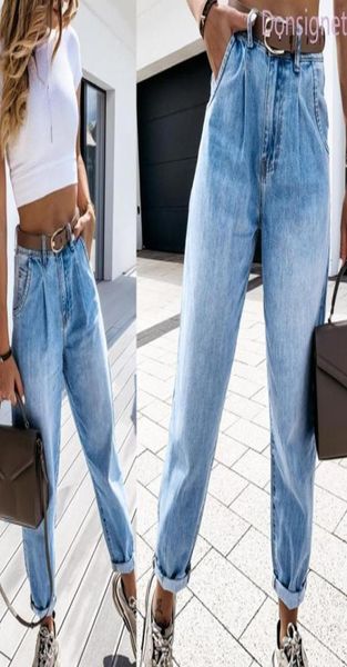 

stylish summer jeans urban casual trouser high waist wash waisted4592819, Blue