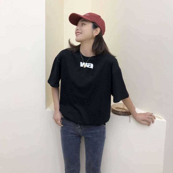 

2023 new fashion trend t-shirt embroidered letter shirts for men and women loose short sleeve pure cotton couple leisure everything, White;black