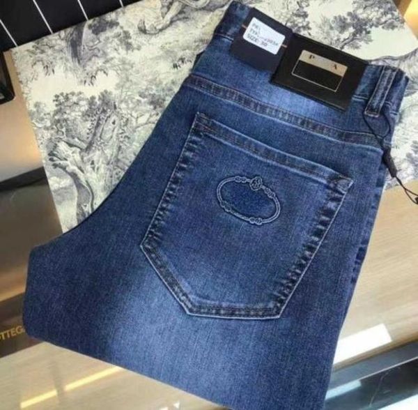 

vers designer jeans men casual pants classic embroidered jeans mens trousers plus size fashion denim pnats 29428012602, Blue