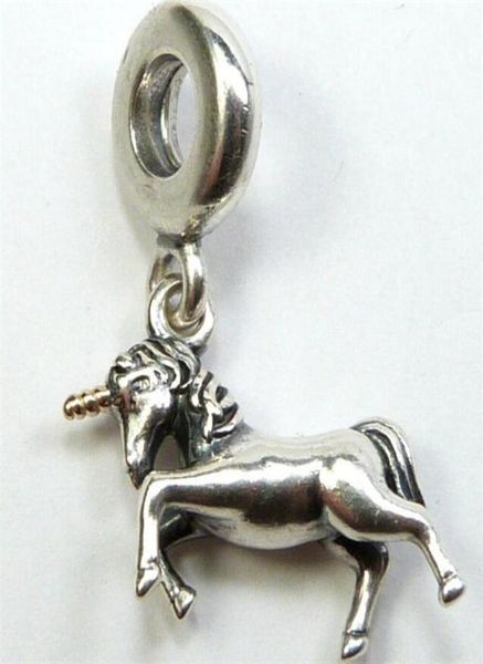 

real s925 sterling silver unicorn horse dangle charms pendant fit for bracelet diy bead charm with ps20414147327, Black