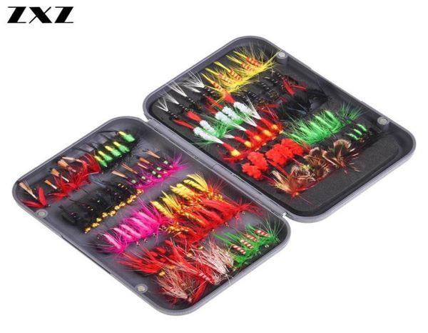 

100pcs artificial lifelike fly fishing lure baits set floating bee insect dry flies lures beer wobbler soft bait feather hook pesc2624253