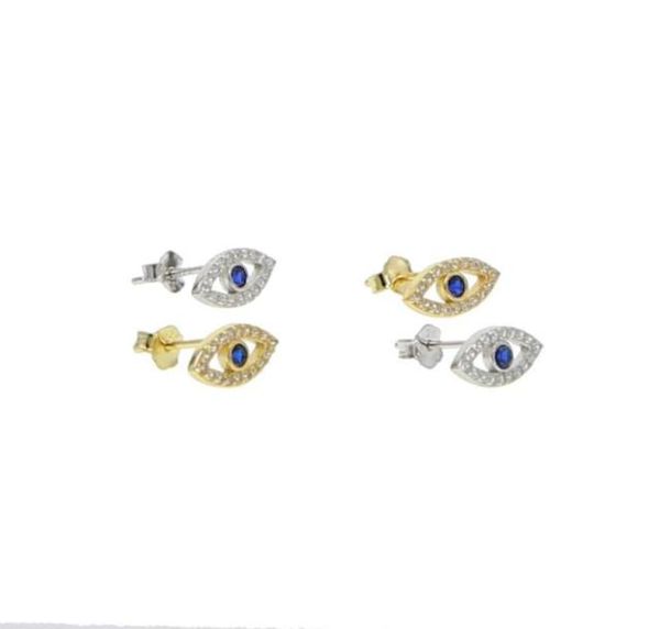 

stud real 925 sterling silver factory drop fine turkish jewelry studs micro pave cz bling earrings4417012, Golden;silver