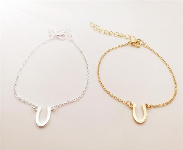 

small english alphabet word chain bracelet u shaped letter like horseshoe footprint print great and lucky language words woman mot1691742, Black