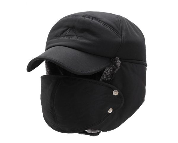 

windproof warm hat 1pcs men women bomber faux fur ear flap hat cap winter ski trooper trapper solid color cotton lei feng cap4506236, Black;white