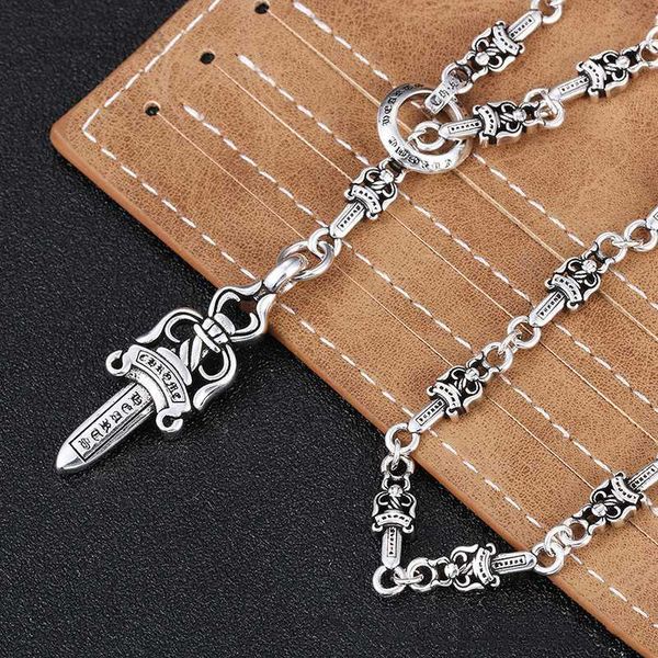 

pendant necklaces european and american sword chain pendant men and women sweater chain necklace clavicle chain hkd230712, Silver