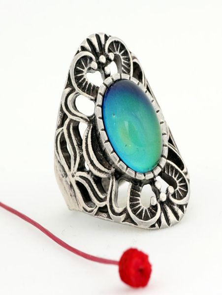 

new style vintage color change ring fine emotion feeling silver plated mood stone rings1980215, Golden;silver