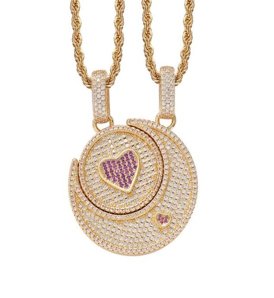 

hip hop necklace sun moon couple necklace micro set zircon love personality jewelry gift2253677, Silver