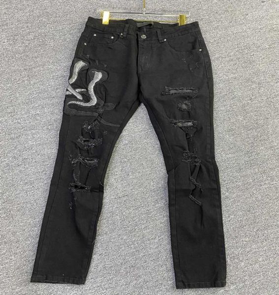 

21ss style classic slimleg mens jeans men clothing fit straight biker ripper zipper full length snakes pants casual size 28408926587, Blue
