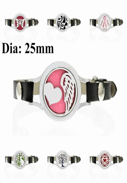 

25mm heart and wing essential oil diffuser bracelet pu leather aromatherapy bracelet 10pads5630018, Golden;silver