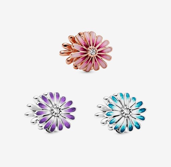 

new arrival 925 sterling silver blue daisy flower charm fit original european charm bracelet fashion jewelry accessories6514595, Bronze;silver