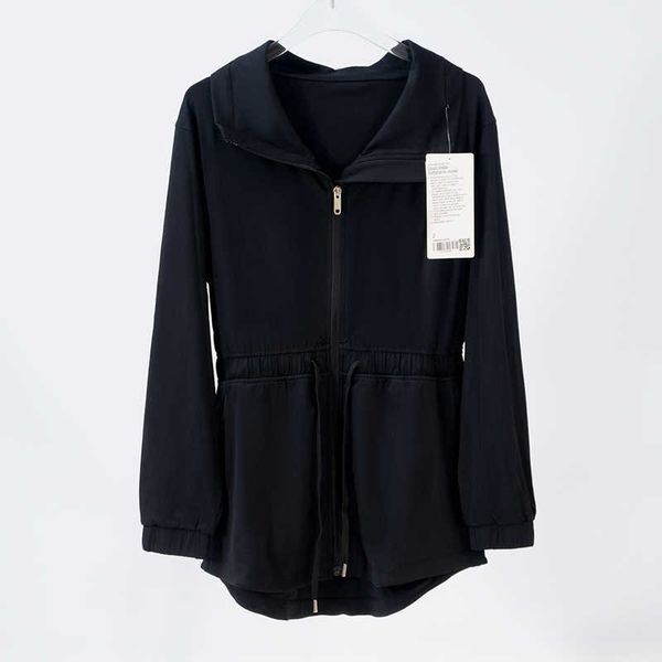 

lul yoga jacket women's waist tied high neck sports lapel loose long sleeved workout sport coat d0ye 1 vfuu, Black