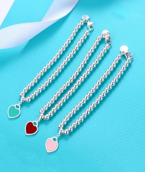 

heart form bracelet designer enamel chain luxury brand 4mm ball chain senior fashion bracelets party wedding accessories valentine7605880, Black