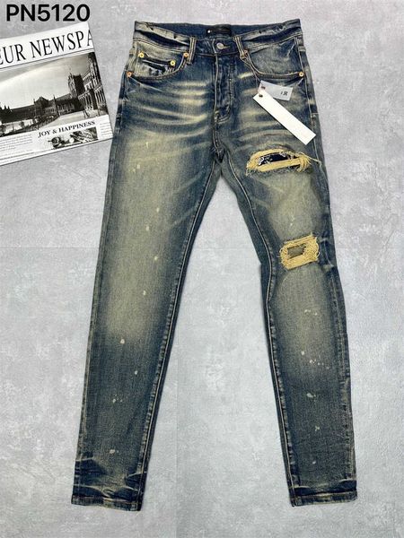 

purple designer jeans men's slim fit biker jeans, ripped stretch distressed destroyed straight leg moto denim pants trend brand 6464, Blue