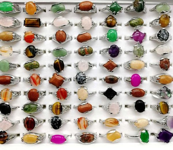 

natural rainbow 30 pieceslot band gem stone rings for women men mix bohemian style designs couples designer jewelry engagement ac4000360, Silver