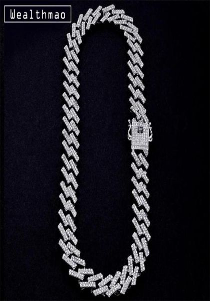 

15mm iced out prong miami curb cuban link chains necklaces ctystal full rhinestones hip hop jewelry necklace for mens chain2970793, Silver