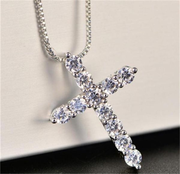 

luxury cubic zircon cross pendant necklace 925 sterling silver cross christian jesus jewelry for women gift a0366770533