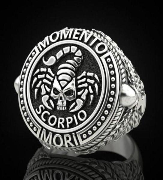 

vintage exquisite punk style s925 black silver color scorpio skull poison scorpion ring for men wedding gift jewelry accessoires c3999425, Golden;silver