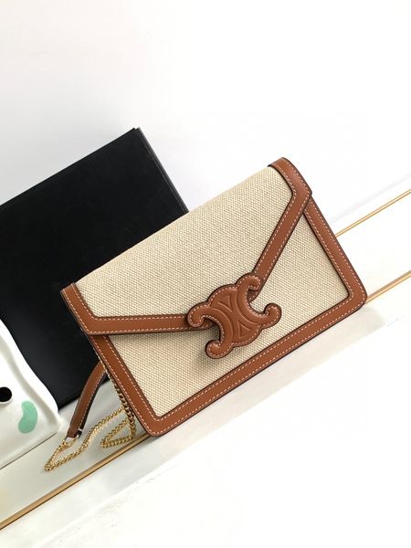 

2023 new women's crossbody bag high-end custom quality shoulder bag fabric cow leather chain leather envelope with card slot very pract