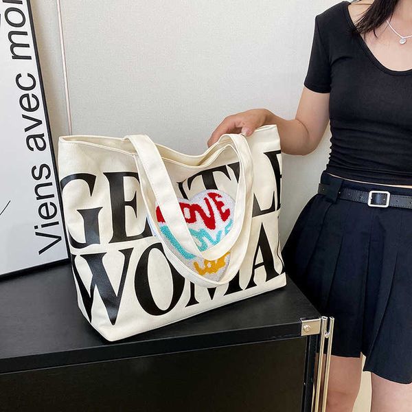 

thai niche plush love letter printed tote canvas bag new casual student shoulder bag